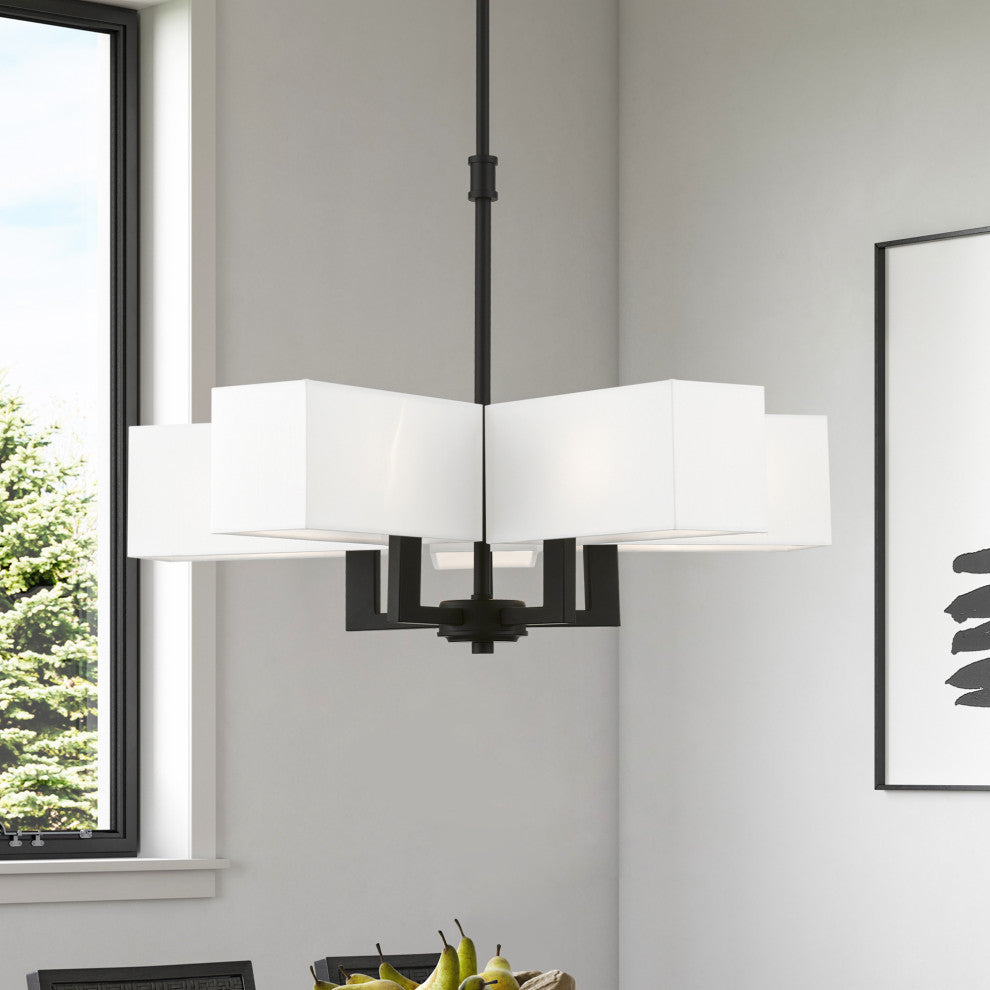 Rubix 5 Light Satin Brass Chandelier