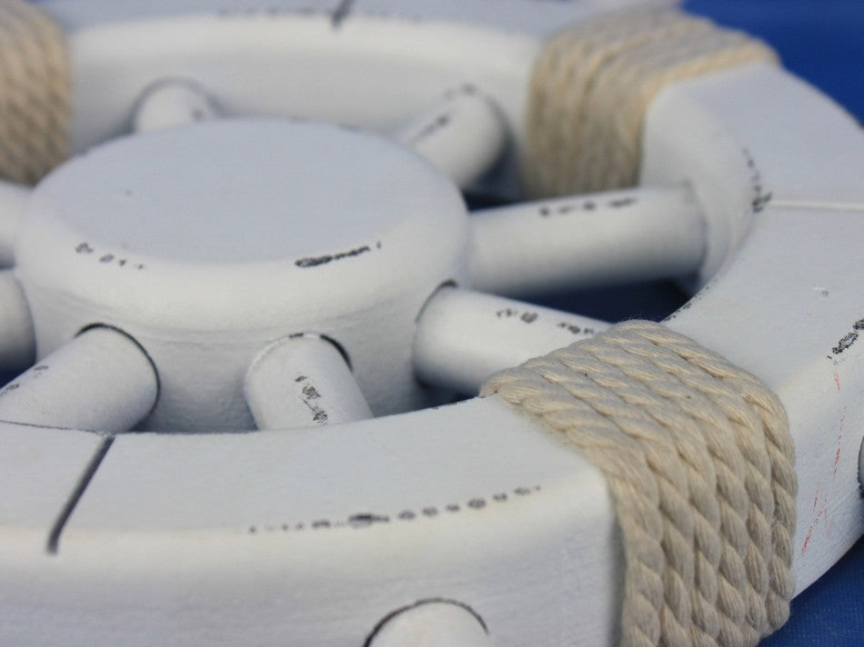 Rustic White Ship Wheel 12'', Beach Decor, Small Colorful Ship Wheel