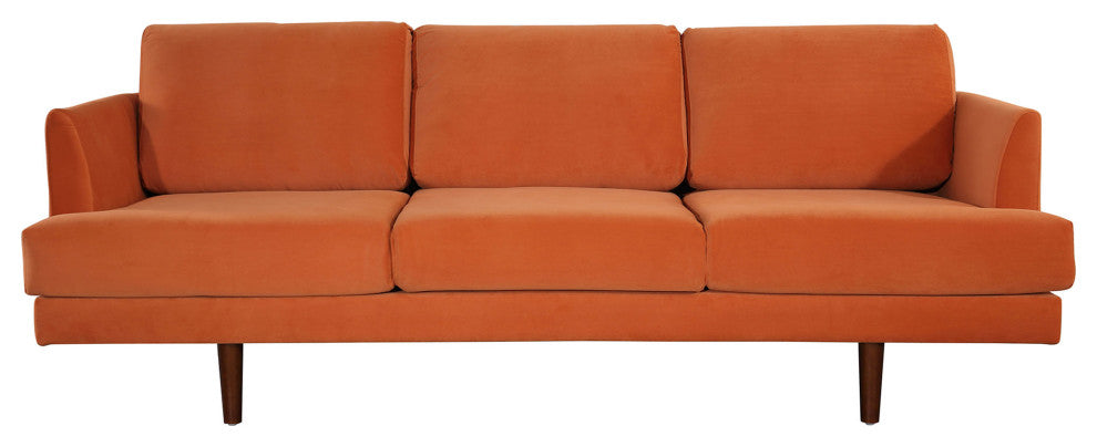 Minae Modern Contemporary Velvet Sofa, Rust