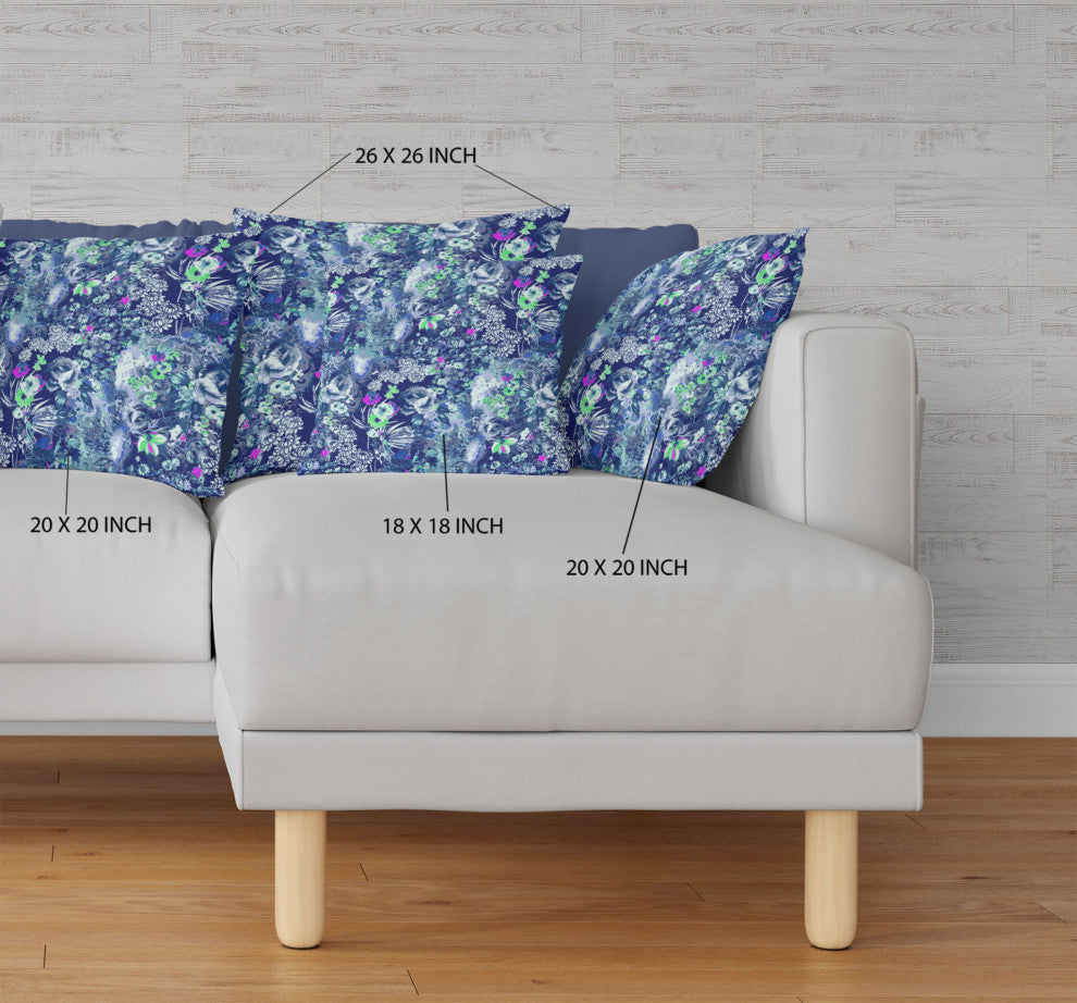 28" Purple Blue Springtime Indoor Outdoor Throw Pillow