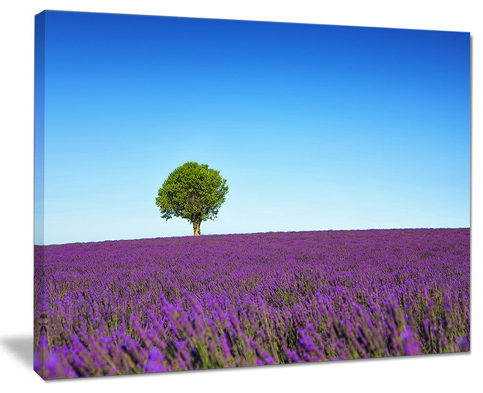 "Green Tree Among Lavender Flowers" Landscape Wall Art Print, 40"x30"