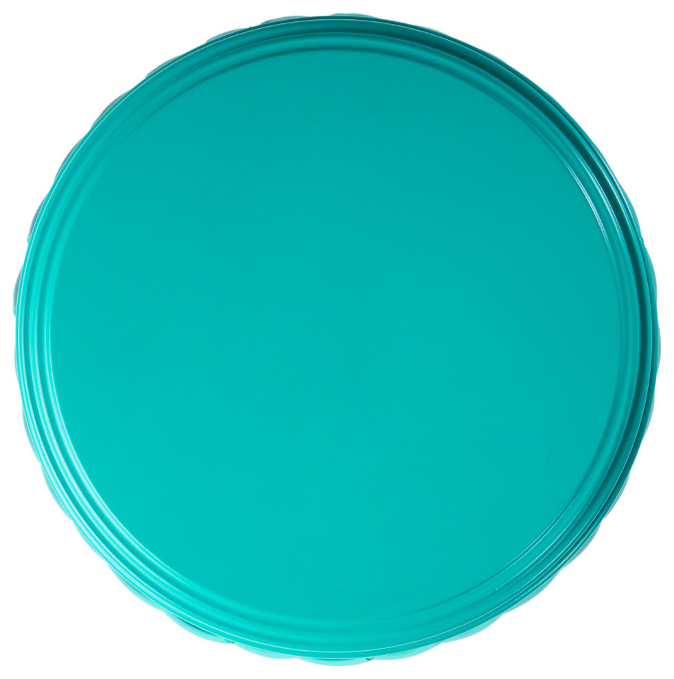 GDF Studio Alameda Outdoor 19" Diameter Lattice Iron Side Table, Matte Teal