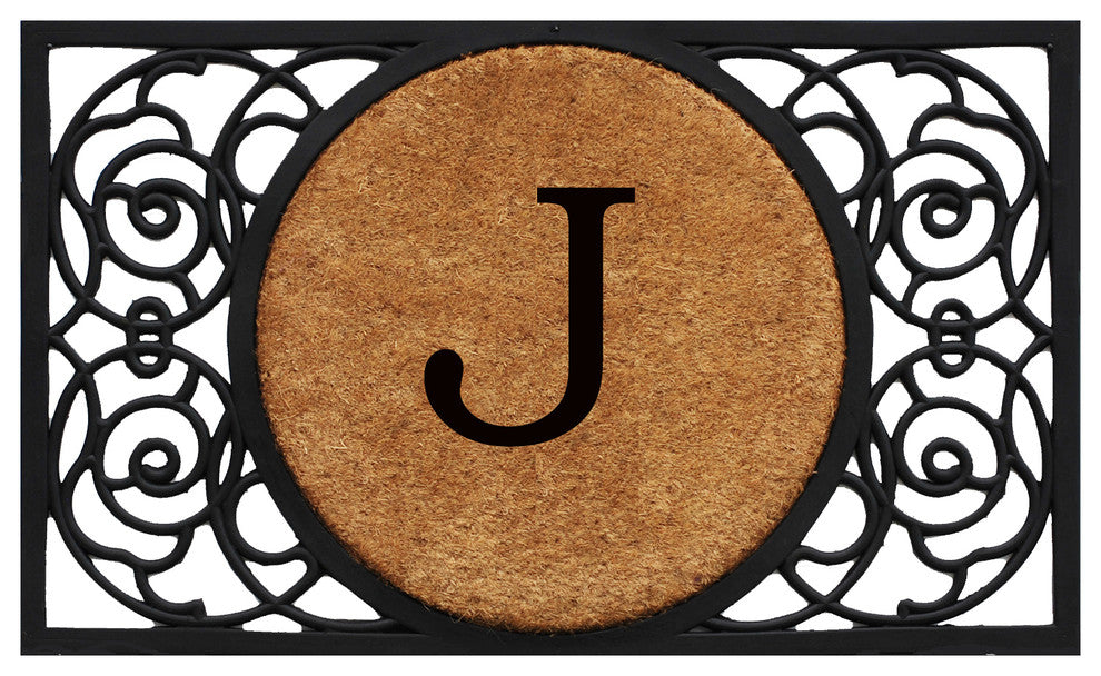 Armada Circle Monogram Doormat, 22"x36", J