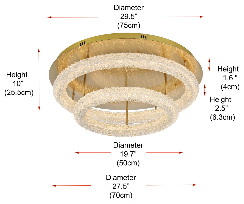 Home Living 29.5" LED Flush Mount, Satin Gold