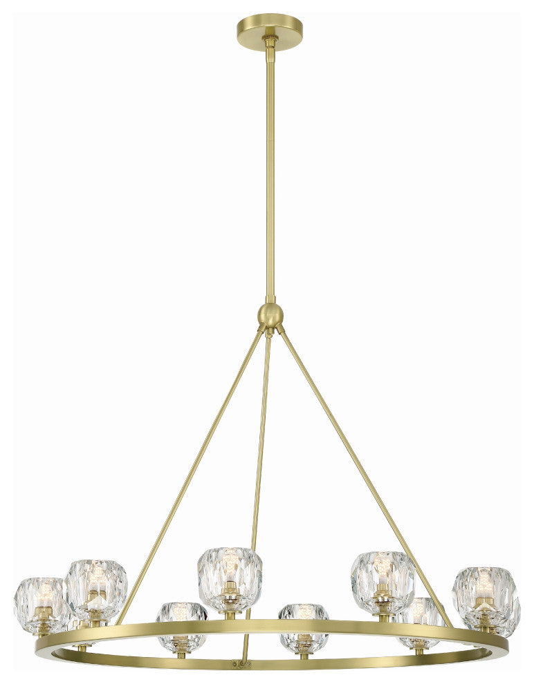Aragon 10-Light Soft Brass Chandelier, Faceted Cut Crystal