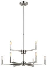 Fullton Nine Light Chandelier, Brushed Nickel