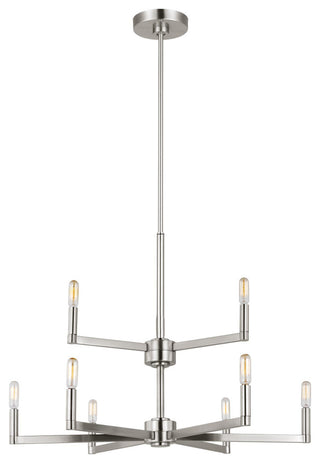 Fullton Nine Light Chandelier, Brushed Nickel