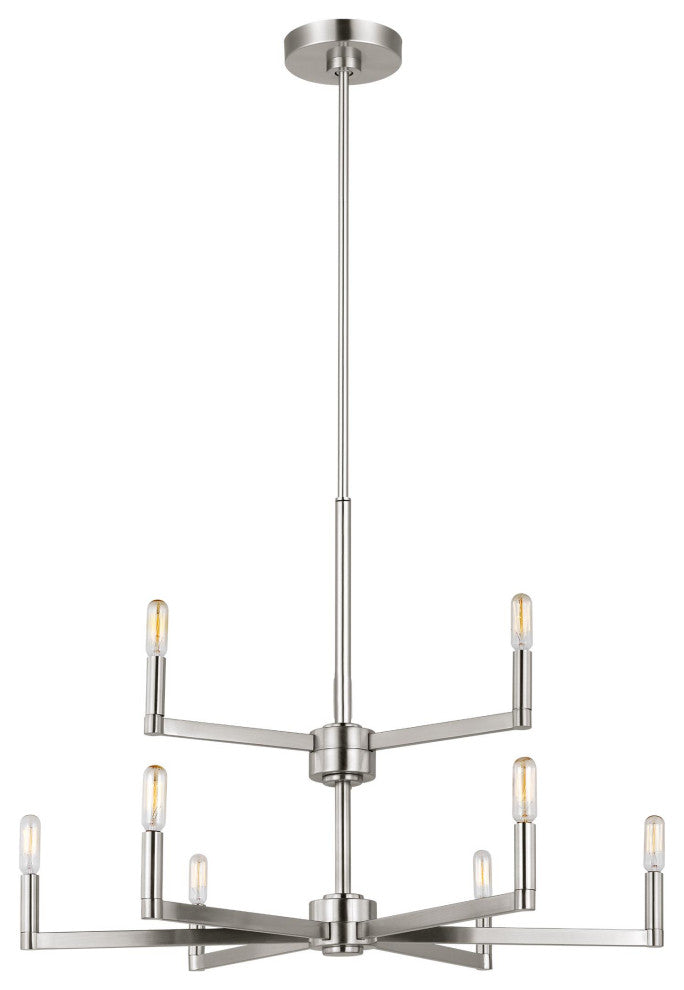 Fullton Nine Light Chandelier, Brushed Nickel