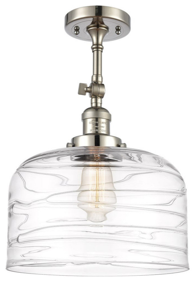 Innovations Bell 1-Light XL Semi-Flush Mount 201F-PN-G713-L, Polished Nickel