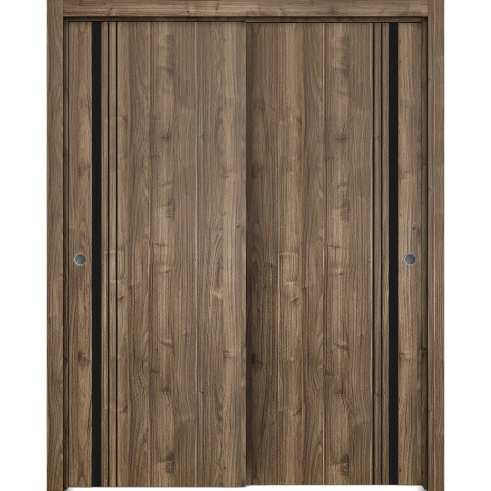 Bypass Doors 56 x 80 | Planum 0011 Walnut with  | Sturdy Rails