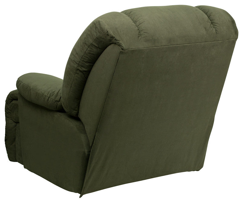 Contemporary Glacier Olive Microfiber Chaise Rocker Recliner