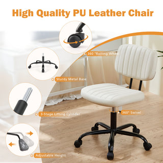 Gewnee PU Leather Low Back Task Chair, White