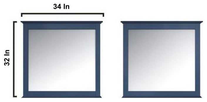 Dukes 84" Double Vanity, No Top and 34" Mirrors, Navy Blue