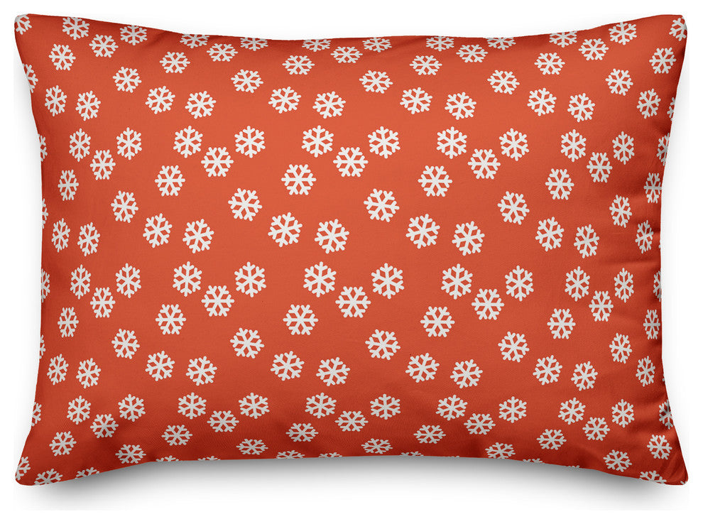 Red Snowflakes Pattern Throw Pillow