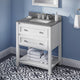 Adler Transitional 30" White Vanity, Steel Grey Cultured Marble Vanity Top