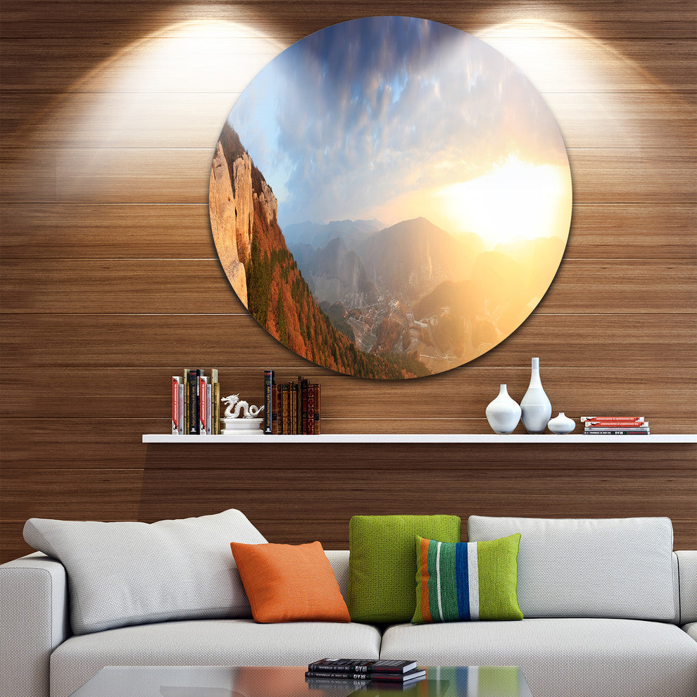 Cave City Eski-Kermen, Landscape Photography Round Metal Wall Art, 23"