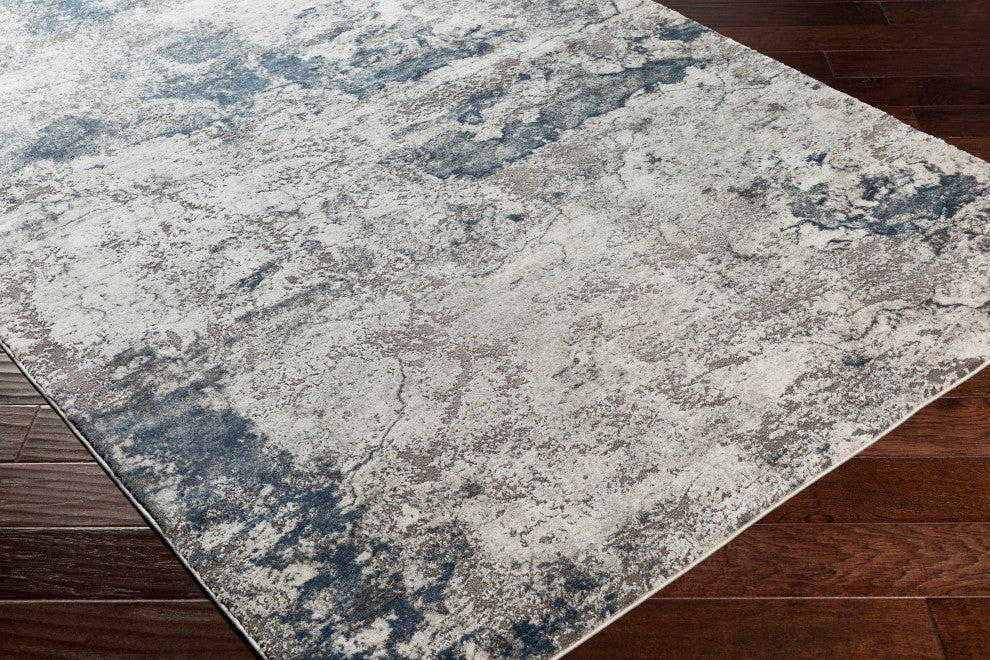 Surya Tibetan TBT-2318 9'x12'4" Rug, Navy/Denim/Light Gray/White