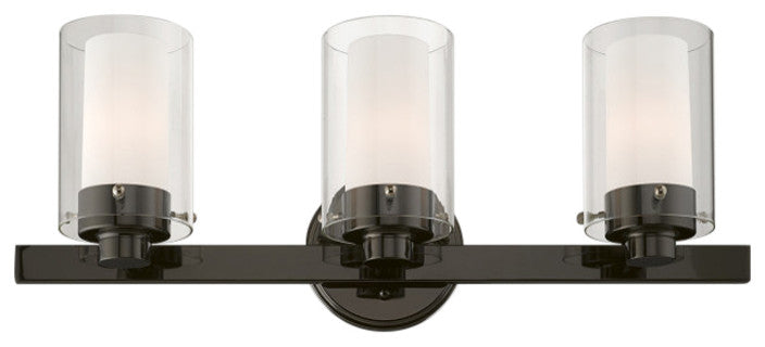 Livex Lighting Manhattan 3 Light Black Chrome, Polished Chrome Vanity Sconce