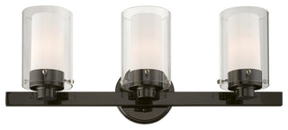 Livex Lighting Manhattan 3 Light Black Chrome, Polished Chrome Vanity Sconce