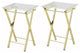 Fox Hill Trading Millenial Acrylic Metal Folding Tray Table in Gold (Set of 2)