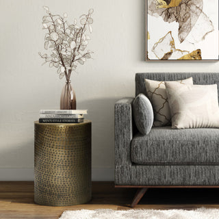 Corbin Metal Side Table, Hammered Antique Gold