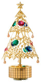 24K Gold Plated Christmas Tree Wind-Up Music Box Table Top Ornament