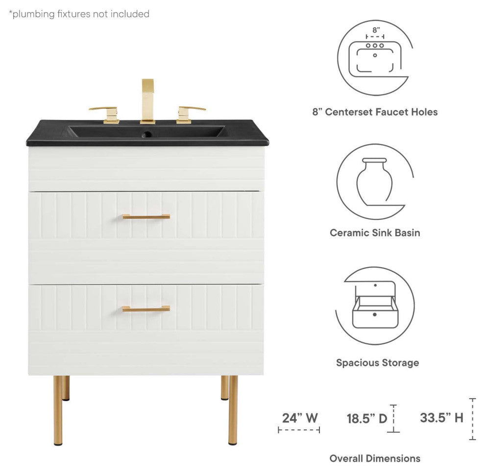 Daybreak 24" Bathroom Vanity, White Black