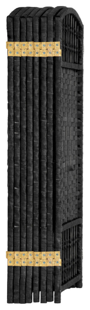3 ft. Short Fiber Weave Room Divider Black 8 Panels