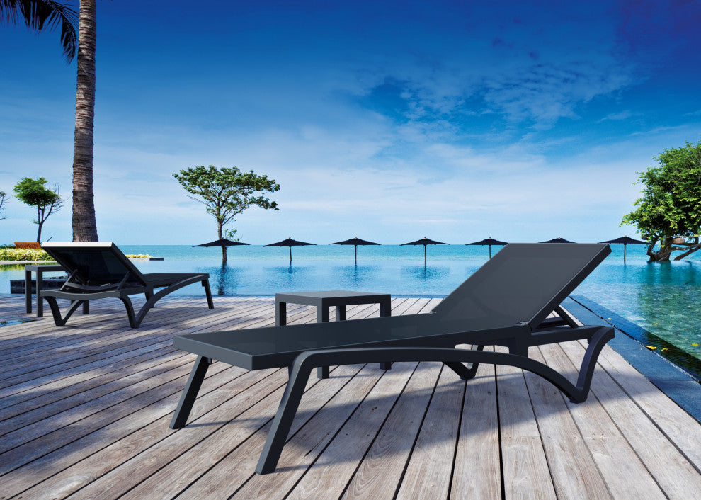 Compamia Pacific Sling Chaise Lounges, Dark Gray
