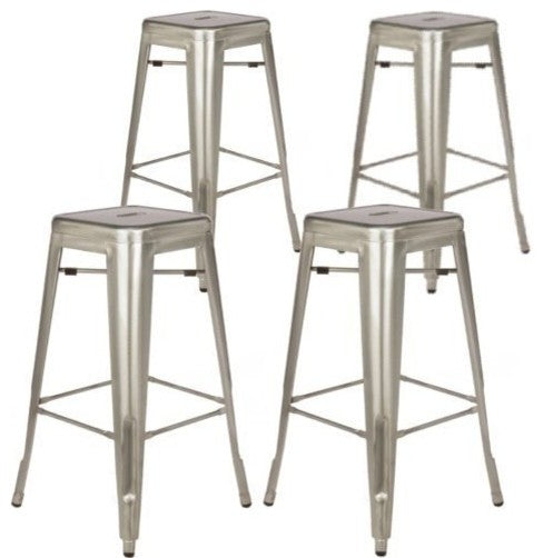 Occ, Industrial Style Stack Bar, Galvanized, Set of 4