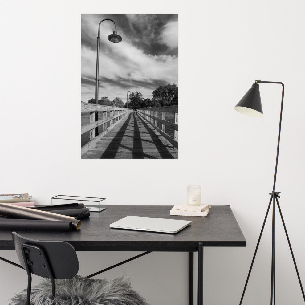 Follow the Lines Black & White Landscape Photo Unframed Wall Art Print, 24" X 36"
