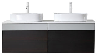 Ronda Wall Mount Vanity, Smoke Gray Oak, 55"