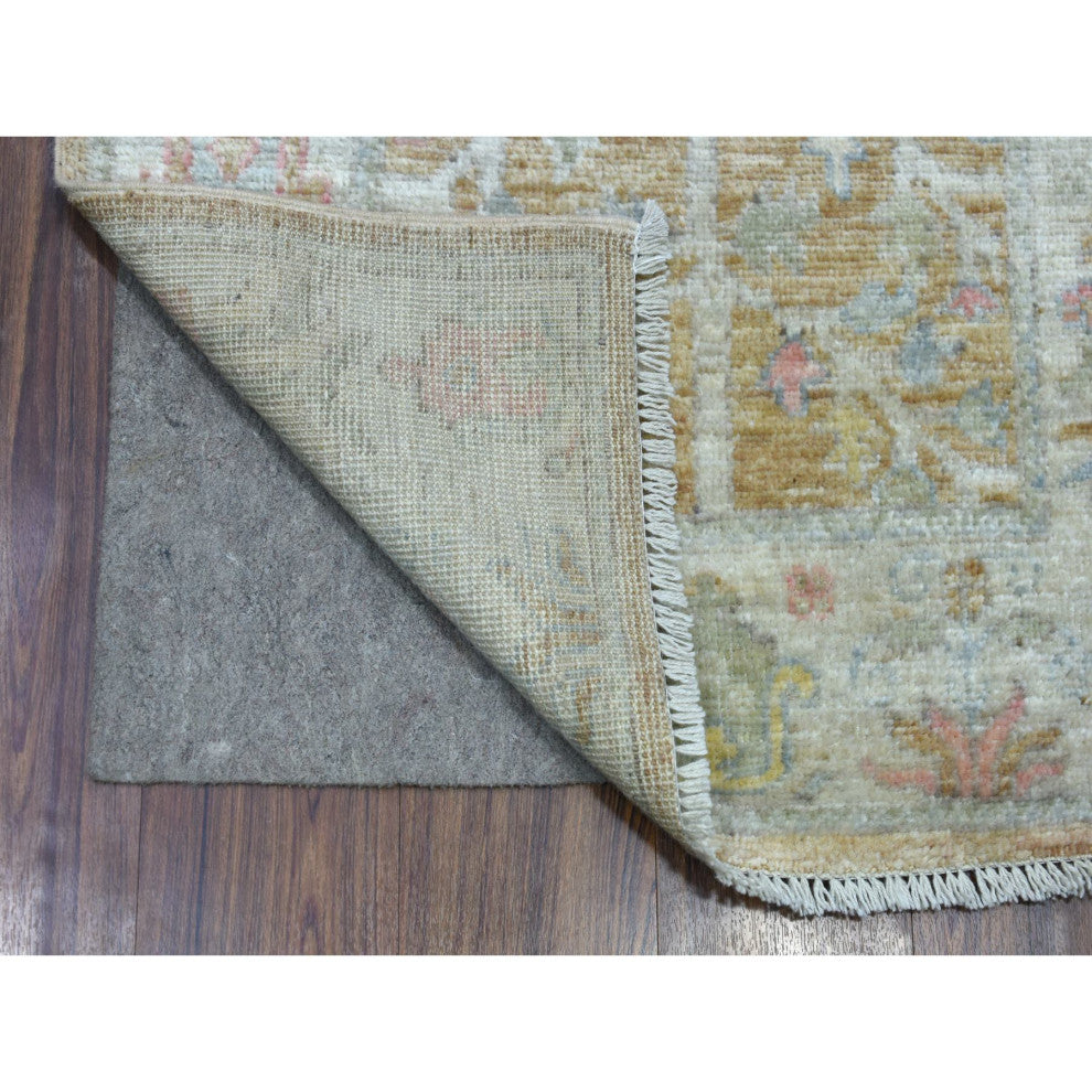 Organic Wool Hand Knotted Almond Brown Angora Oushak XL Runner Rug, 2'9" x 19'5"