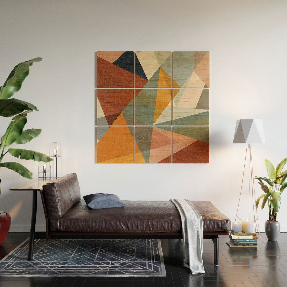 Little Arrow Design Co Modern Triangle Mosaic Multi Wood Wall Mural