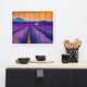 Faux Wood Lavender Fields and Sunset Landscape Framed Photo Paper Wall Art Print, White, 16" X 20"