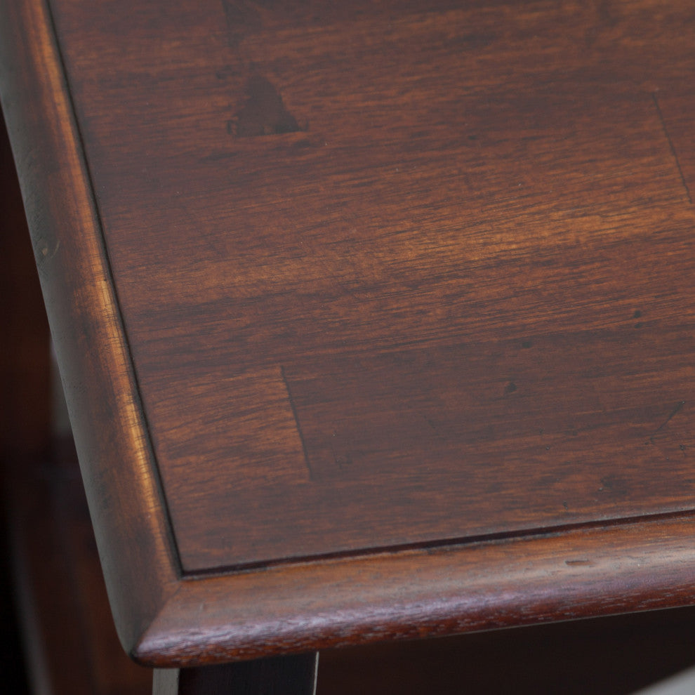 GDF Studio Noah Acacia Wood Accent Table With Bottom Drawer, Brown Mahogany