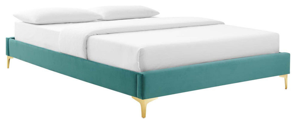 Elise Queen Performance Velvet Platform Bed MOD-6693-TEA