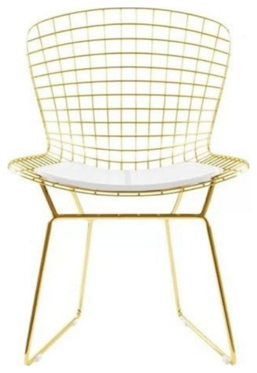 Bertoia Wire Chair, Gold/White