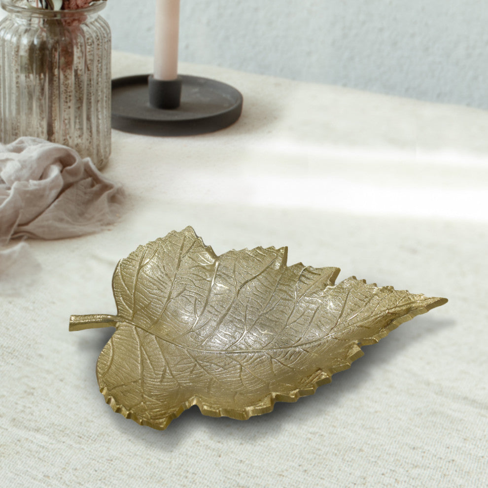 Handmade Decorative Aluminium Tray, Gold Color Coated