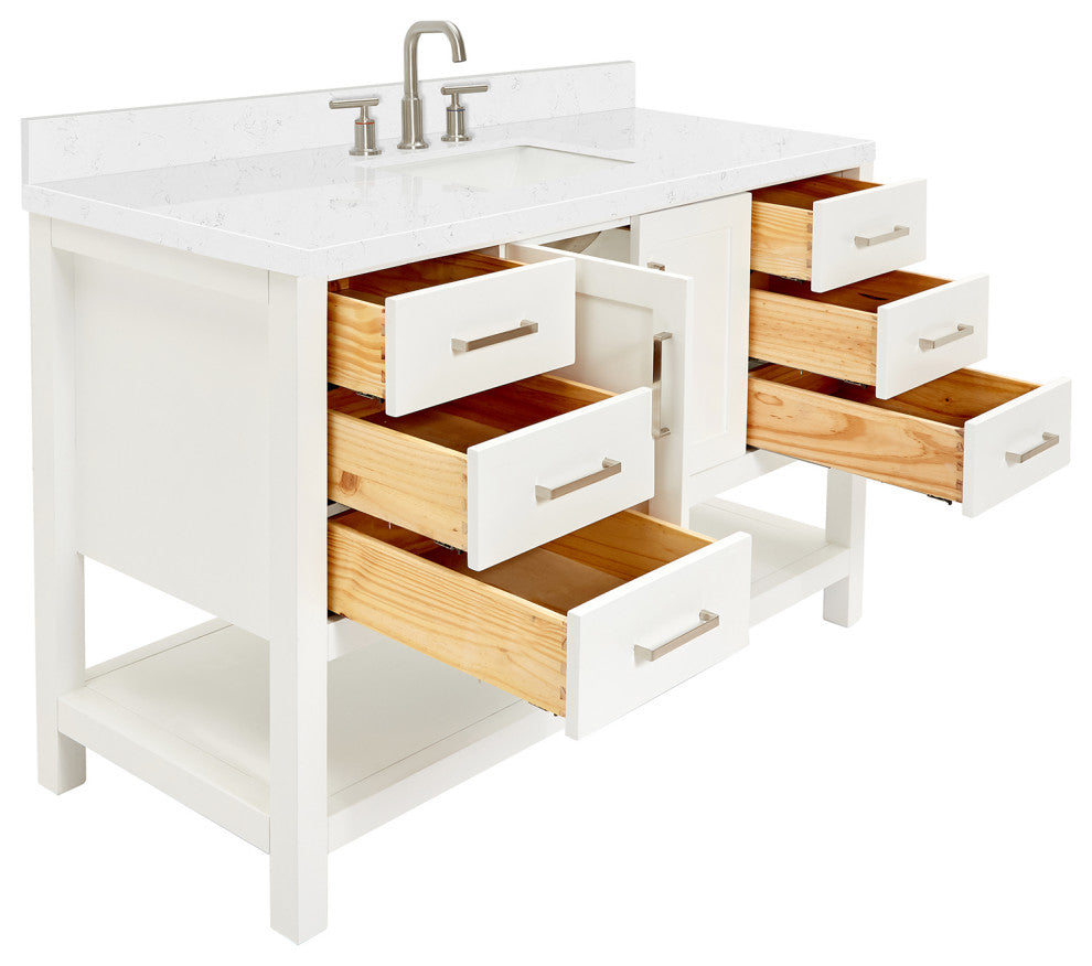 Ariel Magnolia 54" Single Rectangle Sink Vanity, Carrara Quartz