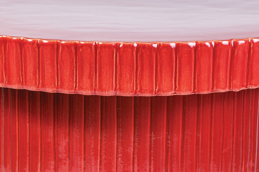 Flute Ceramic Glazed Patio Coffee Table