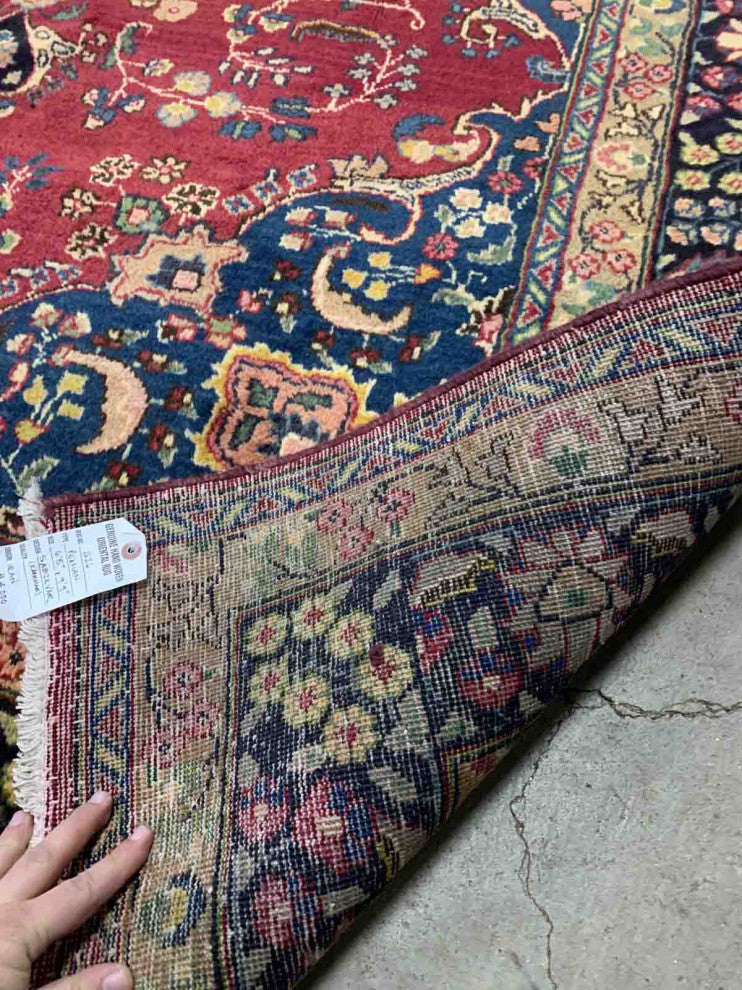Handmade Vintage Persian Mashad Rug, 6.5'x9.9', 198cmx302cm 1950s