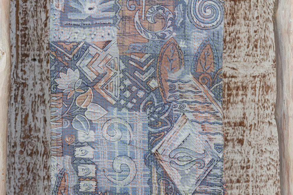 Silk Kantha Throw (Neon Stitching)