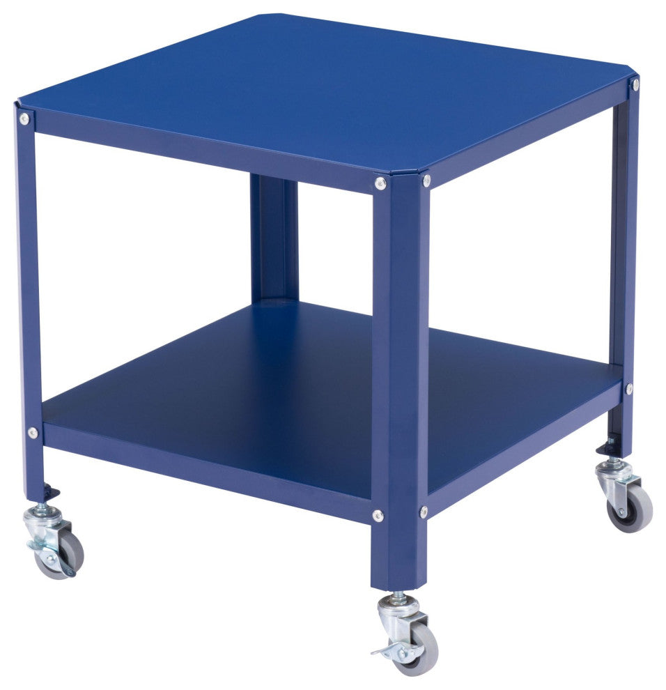 Sofa Side Table, Square, Steel Metal, Blue, Lounge Cafe Lobby Hospitality