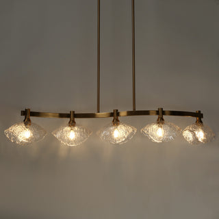 LNC Evangeline 5-Light 44.5" Modern Linear Glass Kitchen Island Light, Brass