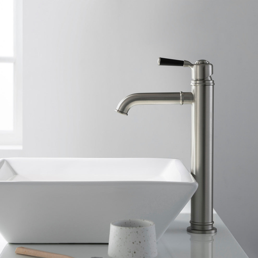 Victorian Brass Single Hole Bathroom Vessel Sink Faucet KBF1013, Brush Nickel