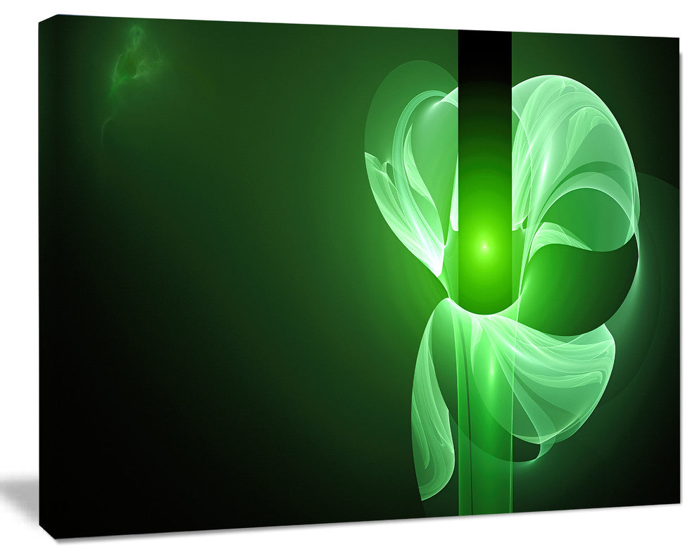 Green Flower Fractal Illustration, Oversized Abstract Canvas Art Print, 60x40