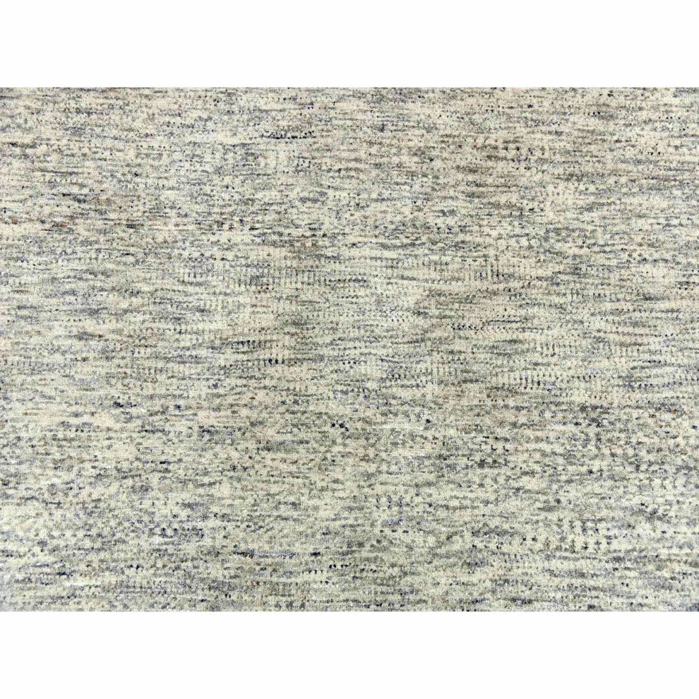 Beige, Hand Knotted, Wool Organic Salt and Pepper Design Rug, 8'0"x10'1"