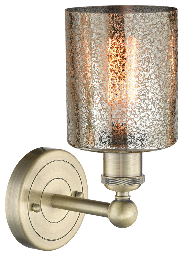 Edison Cobbleskill 1-Light 5" Sconce, Antique Brass Finish, Mercury Shade
