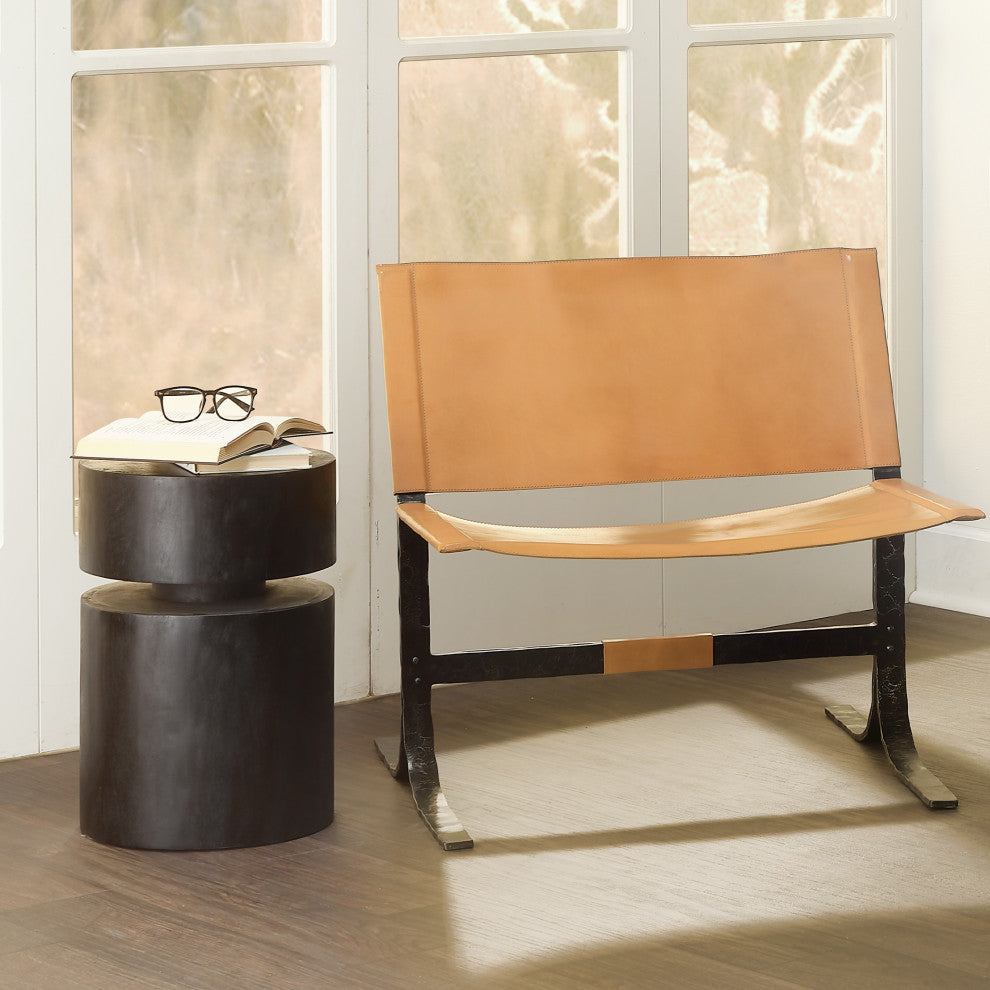 Dylan Wood Round Side Table, Grey